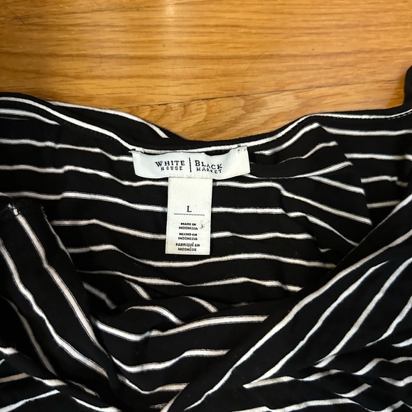 White House Black Market Monochrome Striped Tunic - Picture 2 of 2